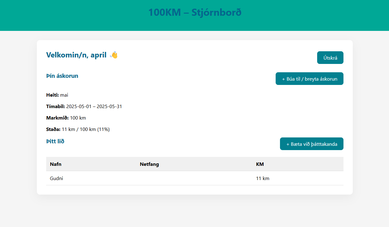 Yfirlitssíða kerfisins